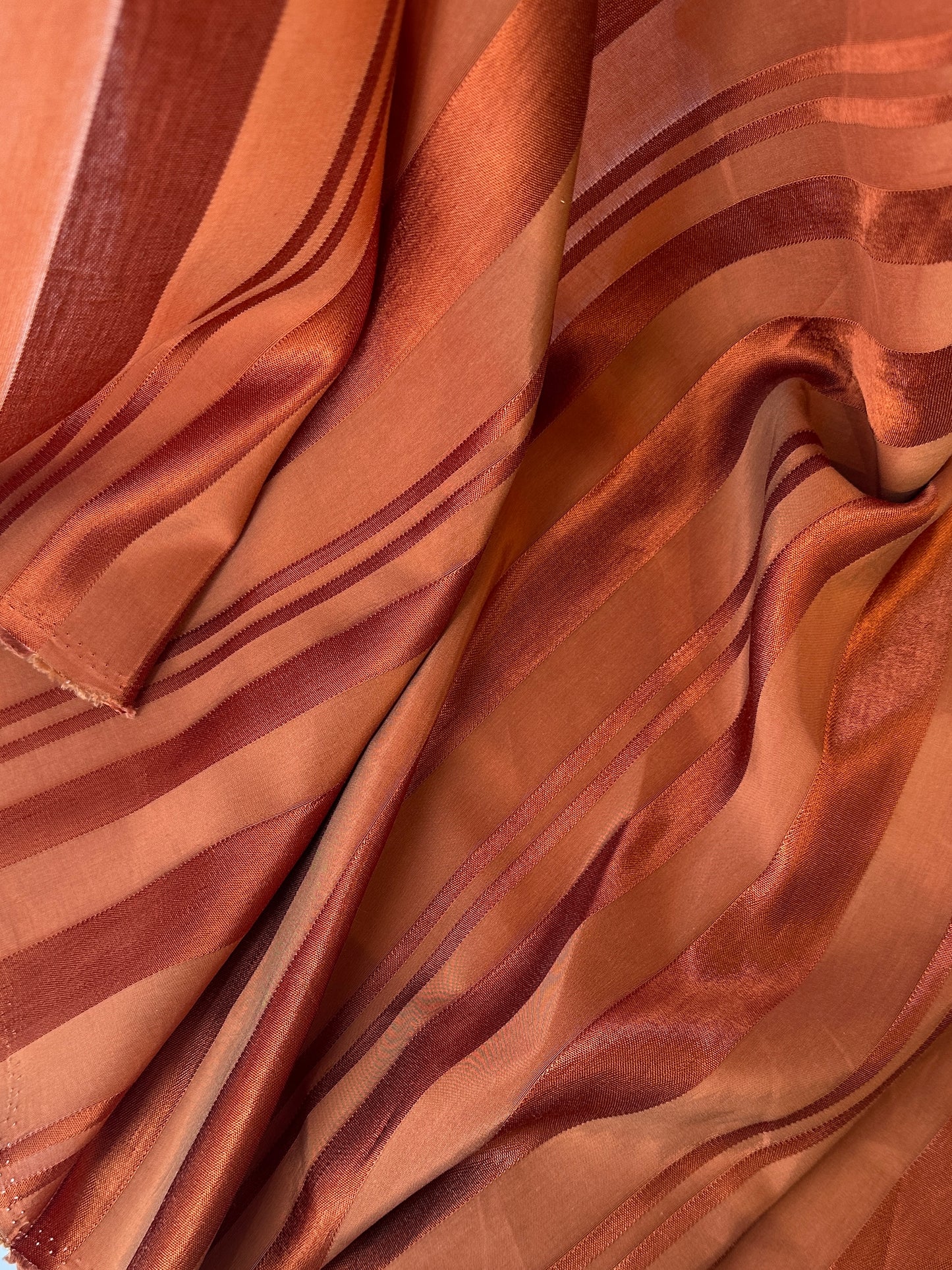 Viscose/Linen/Cotton Sheer Stripe, Rust