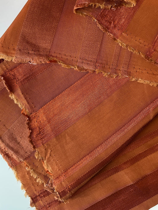 Viscose/Linen/Cotton Sheer Stripe, Rust