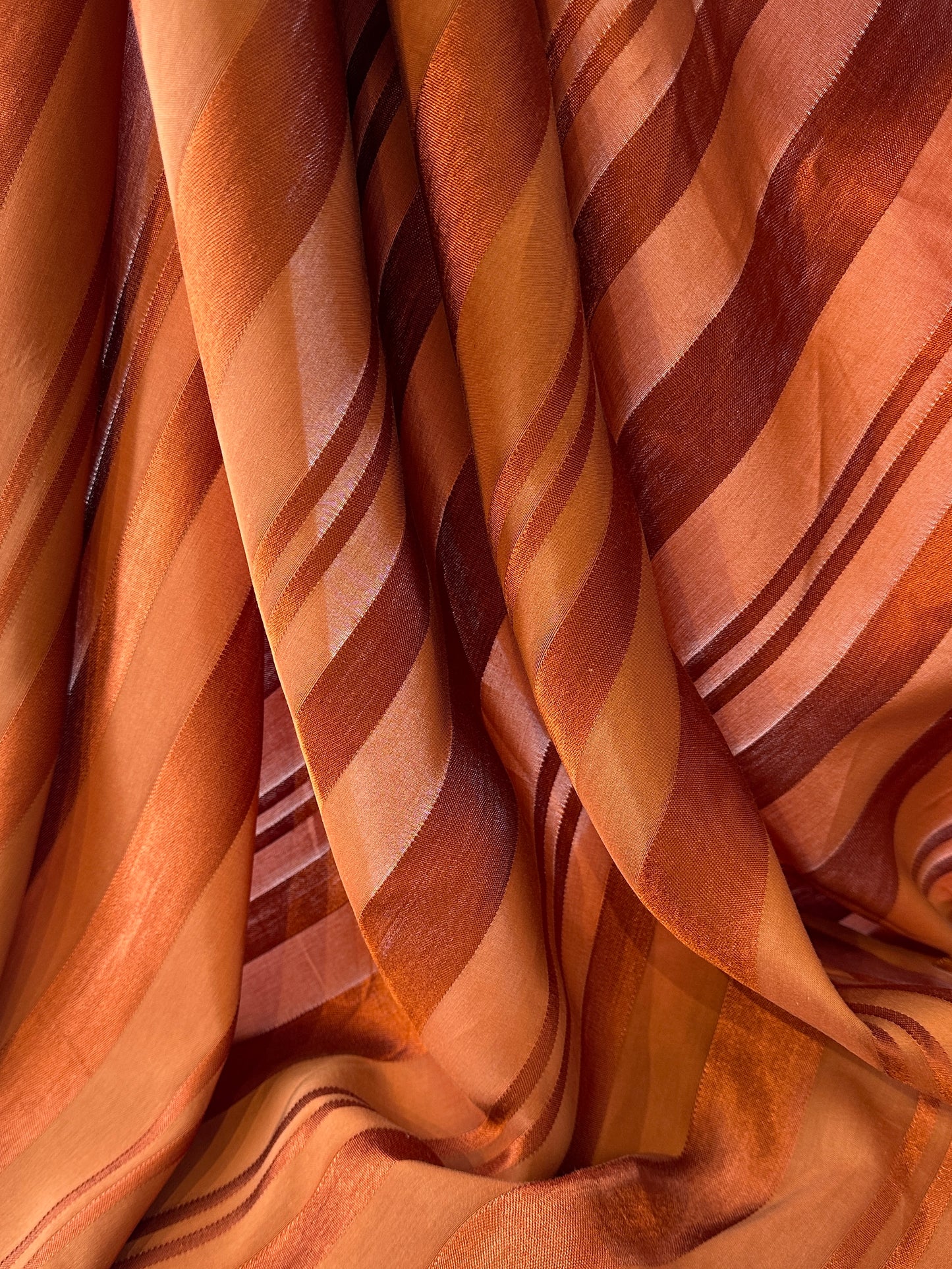 Viscose/Linen/Cotton Sheer Stripe, Rust