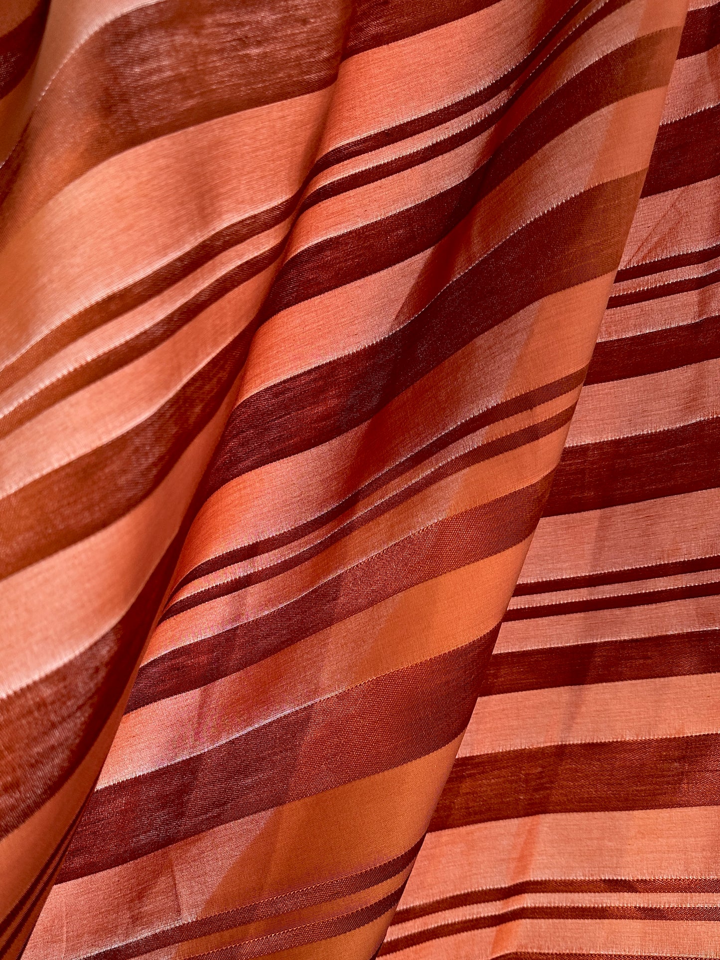 Viscose/Linen/Cotton Sheer Stripe, Rust