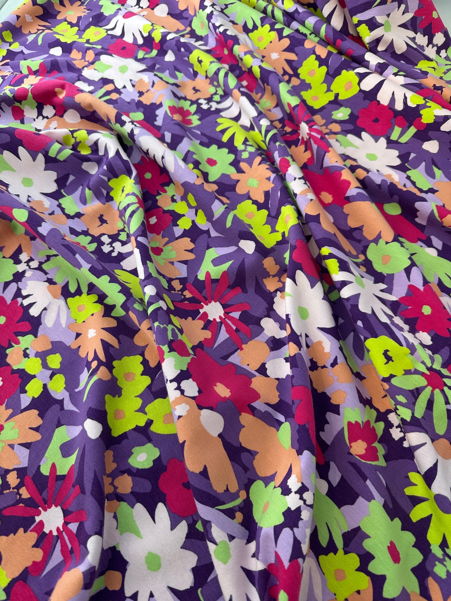 Organic Cotton Single Jersey, Floral Print, 200 gsm