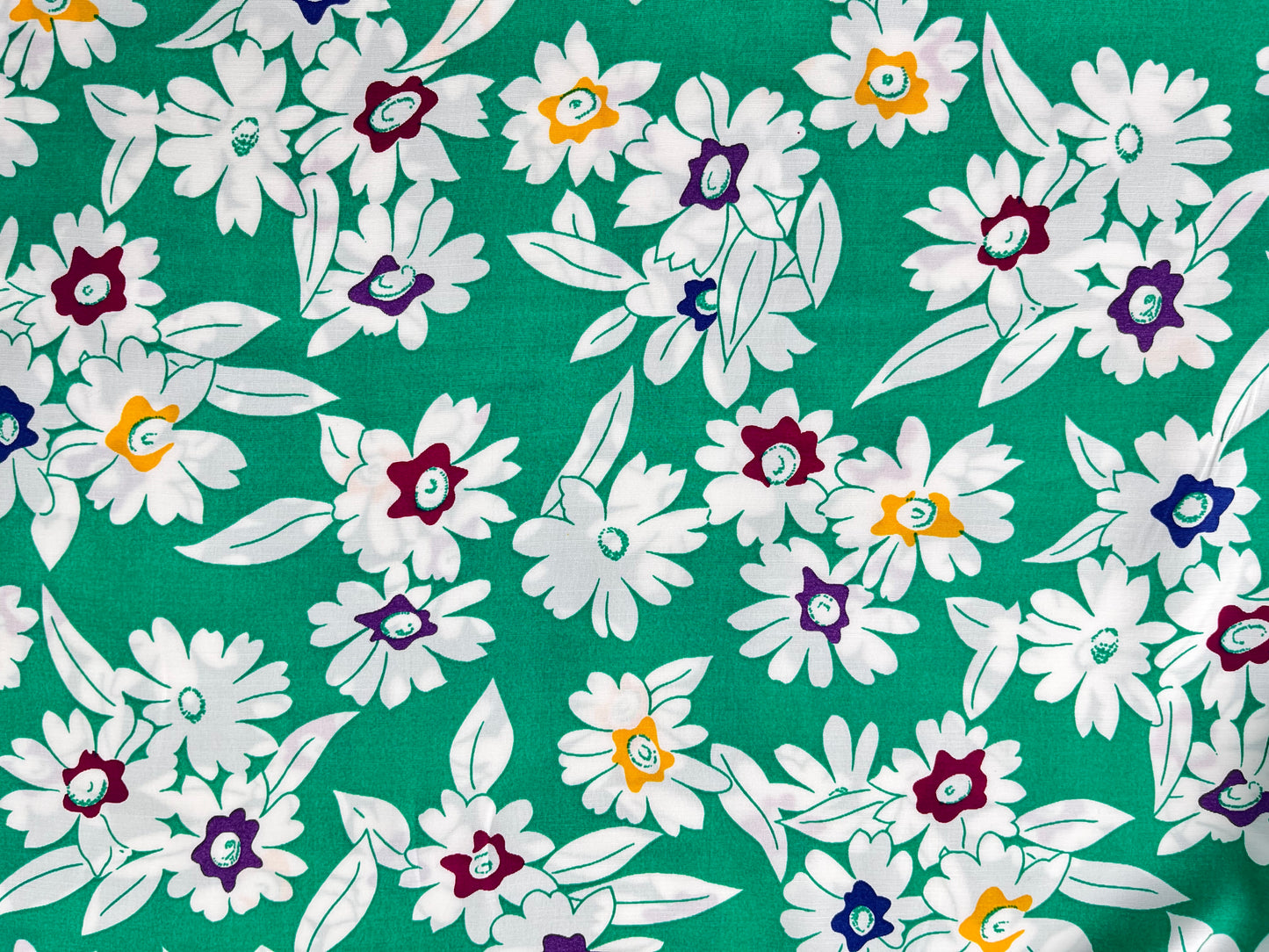 Rayon, Floral Print, Kelly Ground/Multicolor