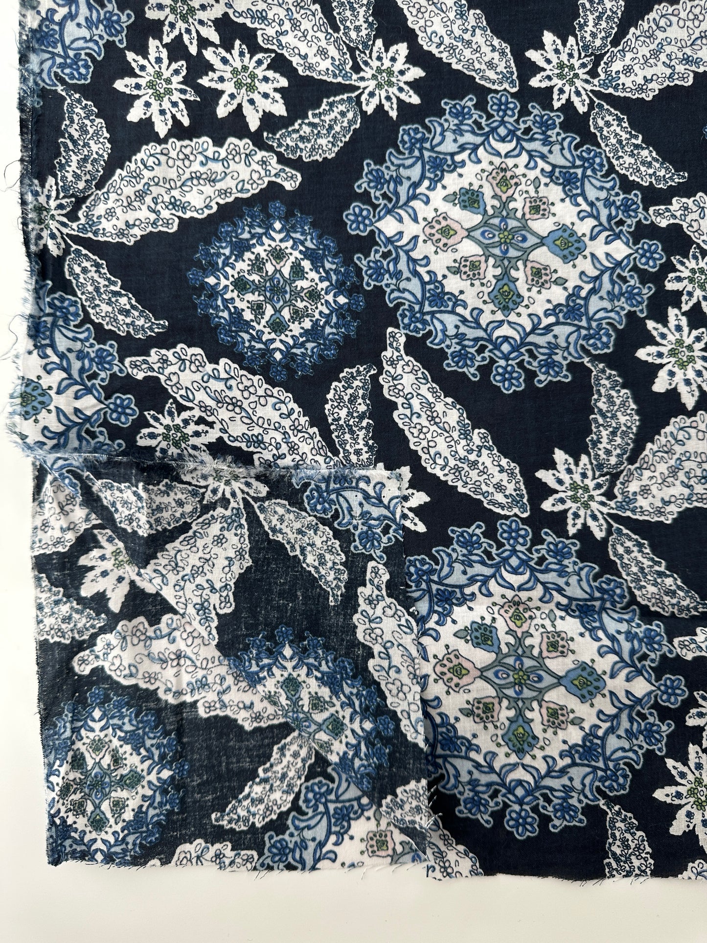 Italian Cotton Shirting, Decorative Motifs, Navy