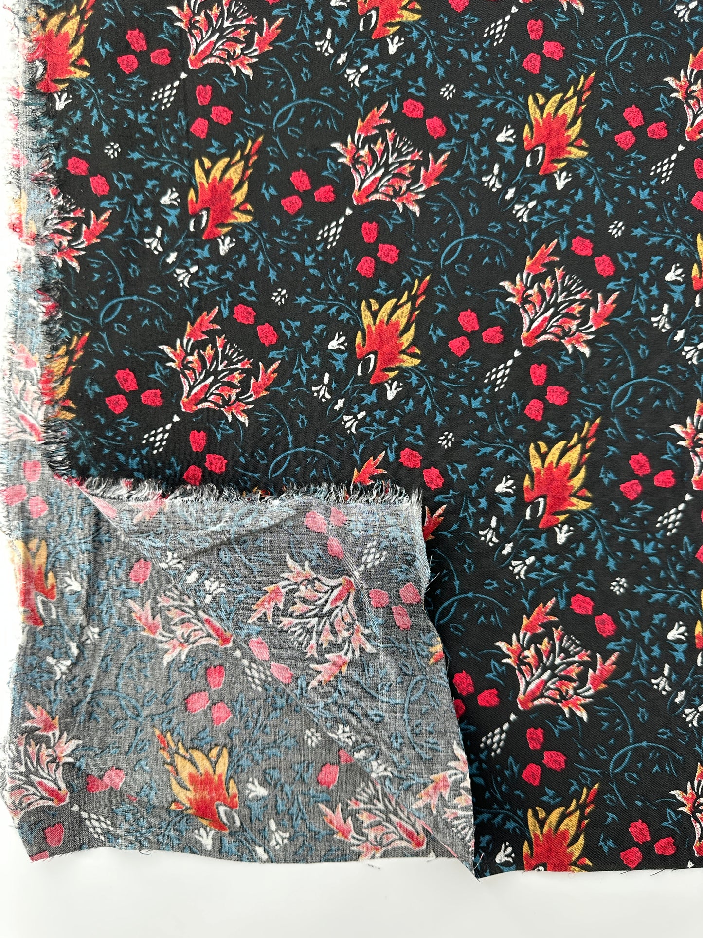 Italian Cotton Poplin, Fiery Floral Print