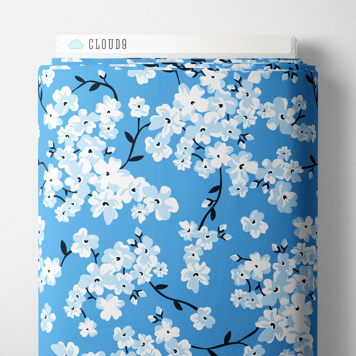 Cloud 9 Laminated Cotton, Cherry Blossom Blue