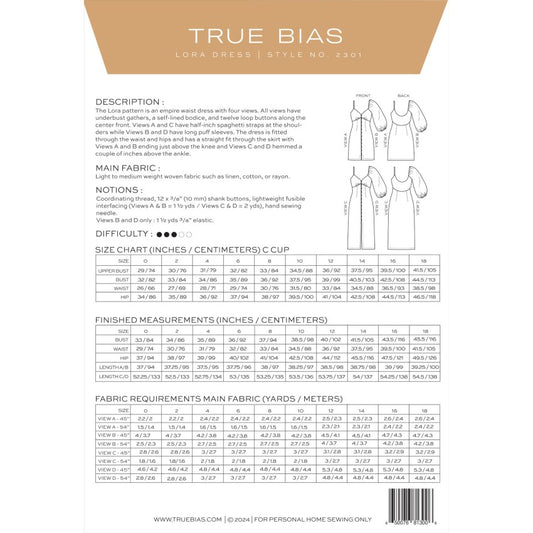 True Bias Lora Dress, Size 0-18