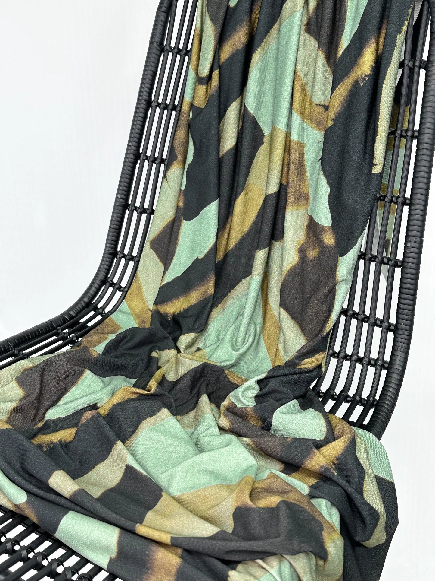 Viscose Single Jersey, Digital Print, Mint/Espresso, 200gsm