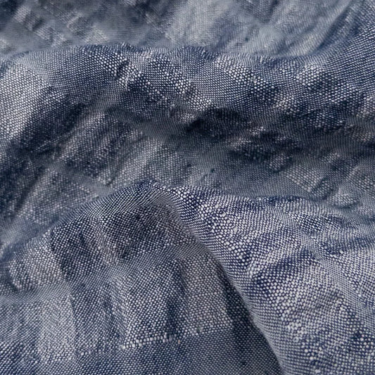 Linen/Cotton Shadowcheck Seersucker, Indigo