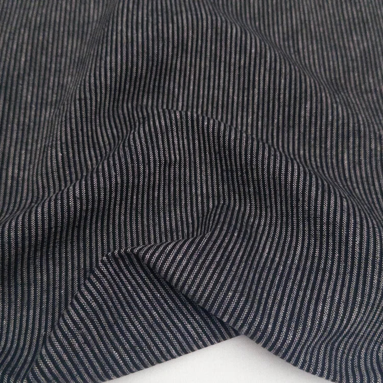 Linen/Cotton Yarn Dye Stripe, Black/Light Gray
