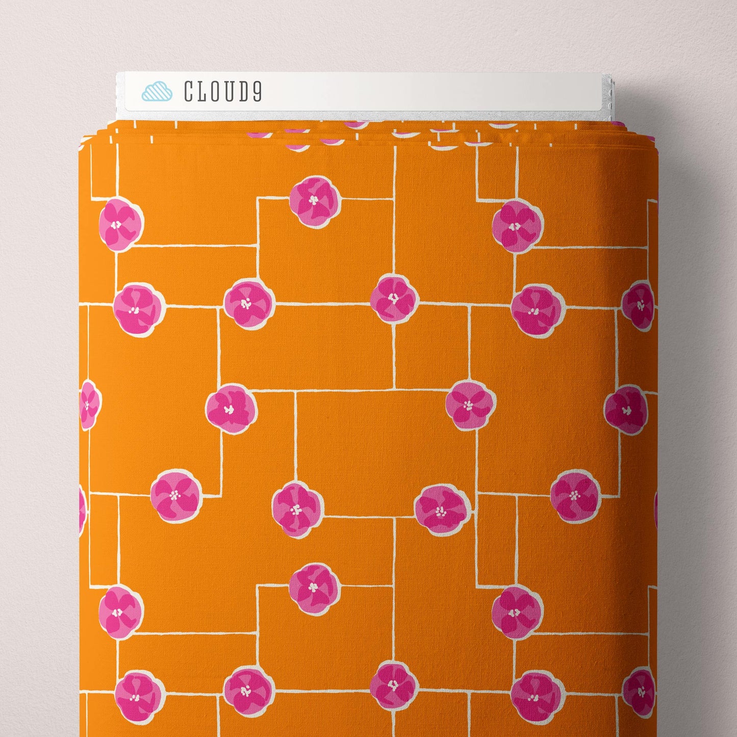 Cloud 9, Rayon Challis, Summer Sun - Floral Grid