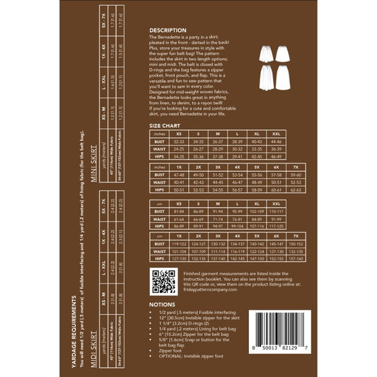 Friday Pattern co. The Bernadette Skirt