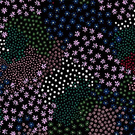 Cotton Sheeting, Blooming Field, Black Multi Color