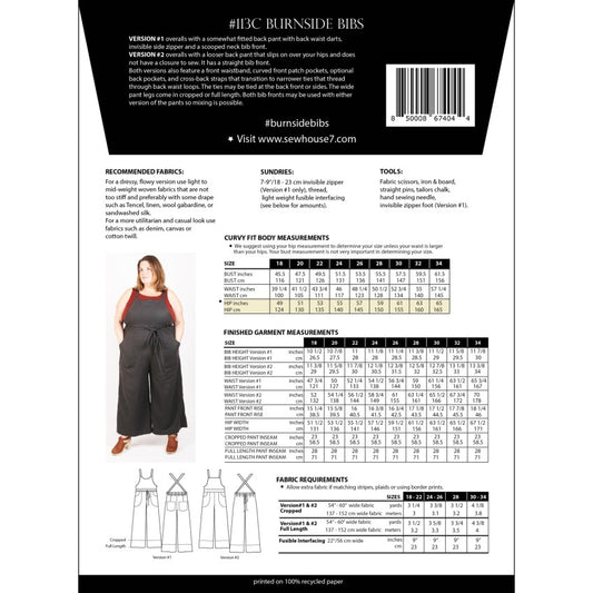 Sew House Seven Burnside Bibs, Size 18-34