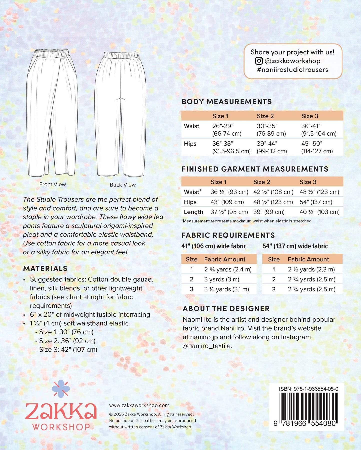Nani Iro Studio Trousers, US Sizes 0-18