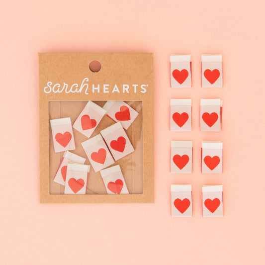 Sarah Hearts Labels, Red Heart