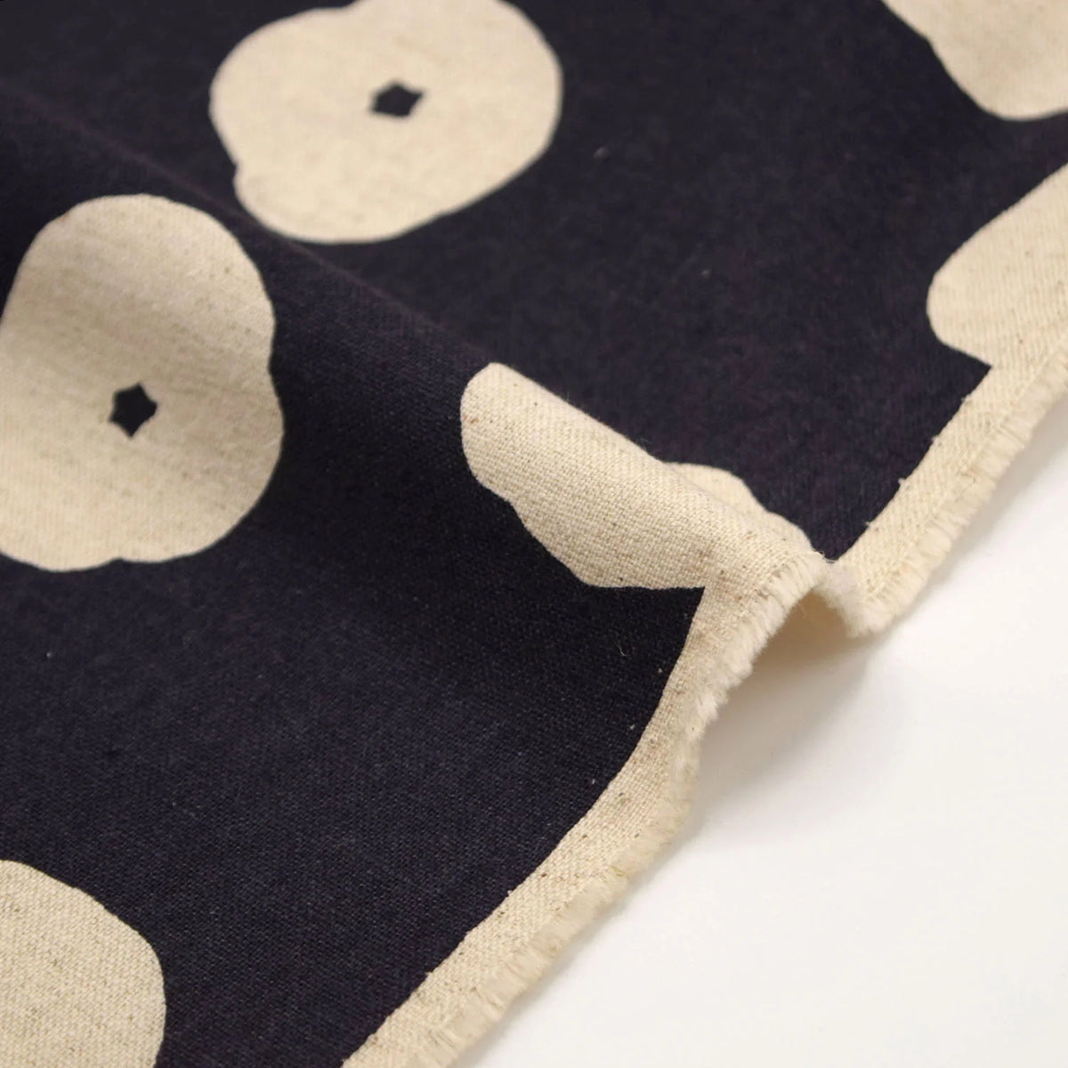 Kokka Fabrics Cotton/Linen Canvas, Echino Fluff - Black