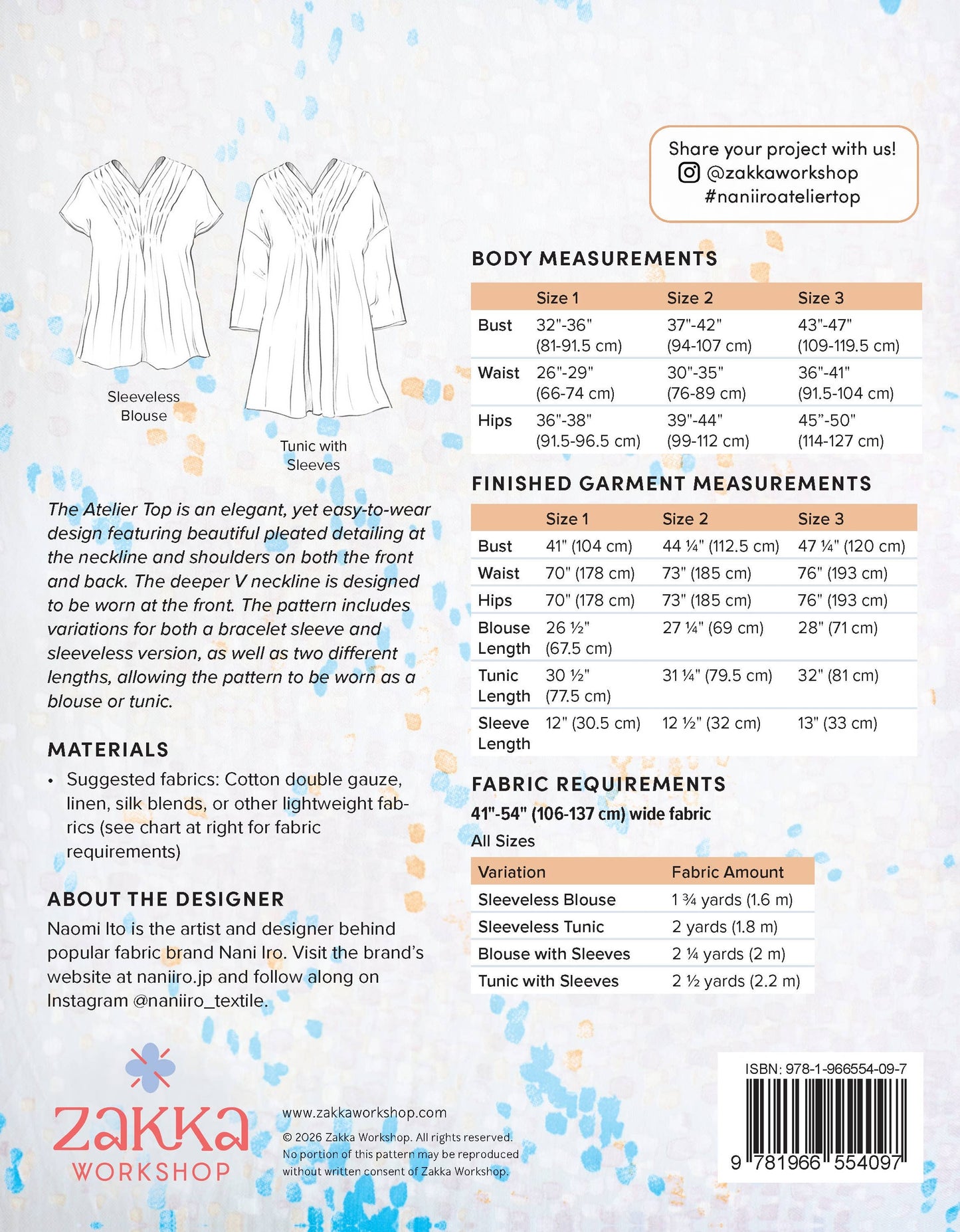 Nani Iro Atelier Top, US Size 0-18