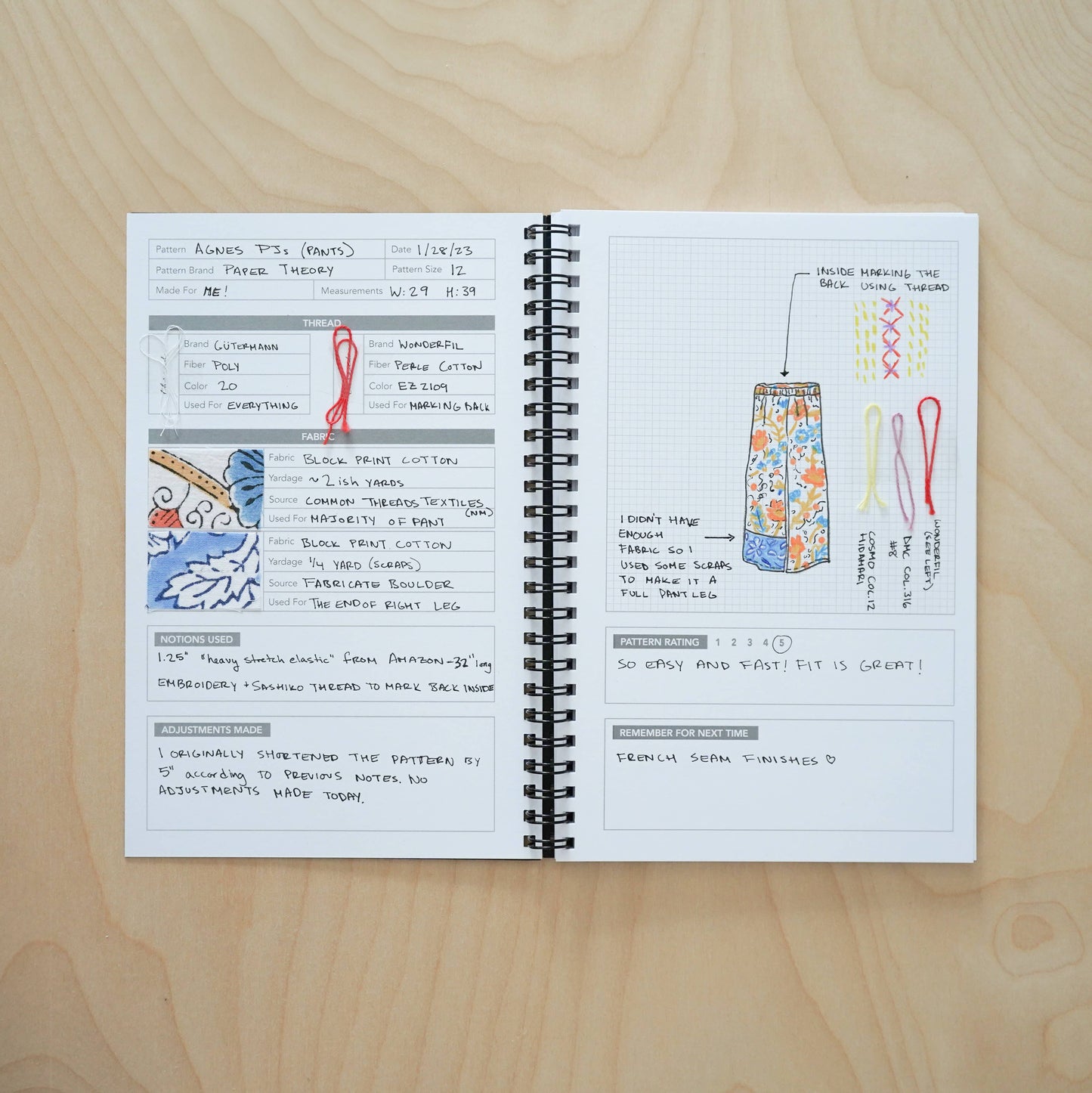 Sewing Journal, Black & White
