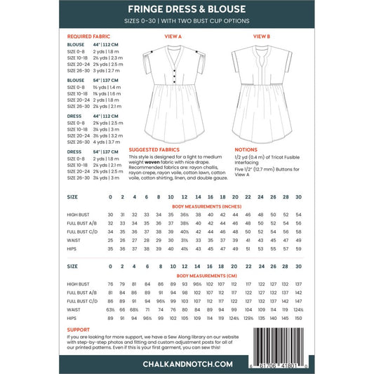 Chalk + Notch, Fringe Dress & Blouse, Size 0-30