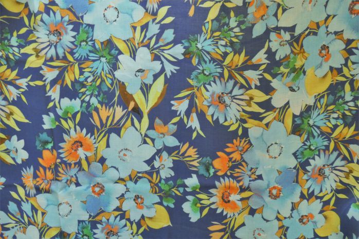 Lady McElroy, Silk/Cotton Voile, Josette Blue Floral