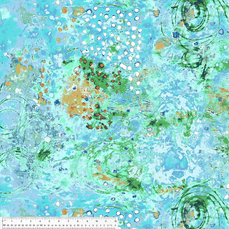 Cotton Sheeting, Spotted Graffiti - Sea Glass