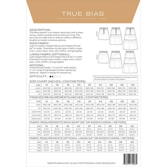 True Bias, Mave Skirt, Size 14-30