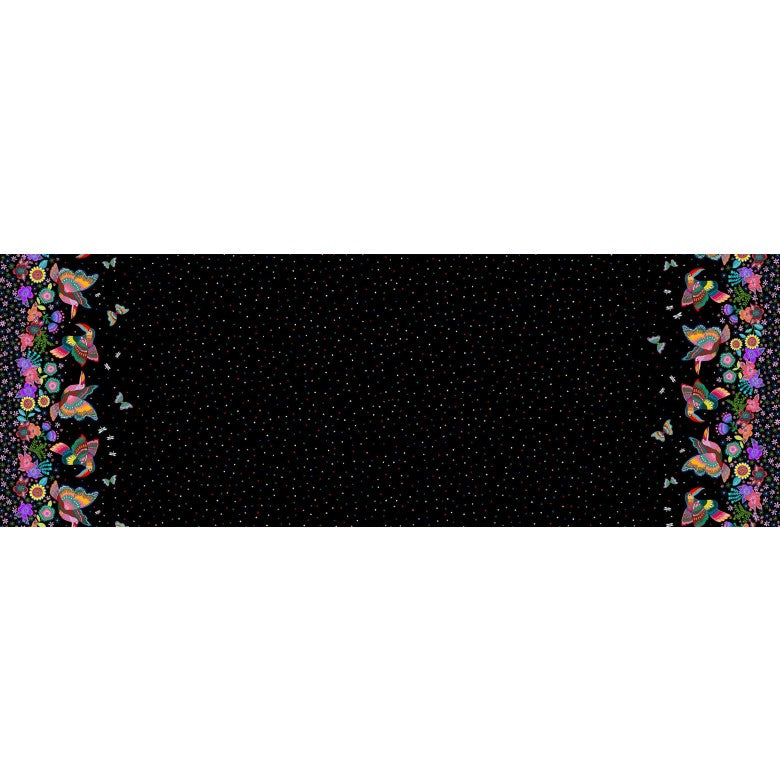 Cotton Sheeting, Rainforest Border, Black Multi