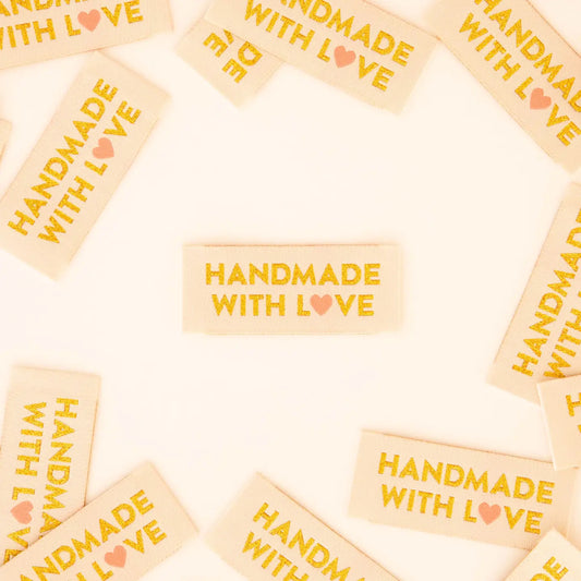 Sarah Hearts Labels, Gold Handmade With Love
