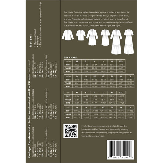 Friday Pattern co. The Wilder Gown, Size XS-7X