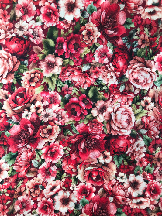 Cotton Lawn, Garden of Romance Red Velvet