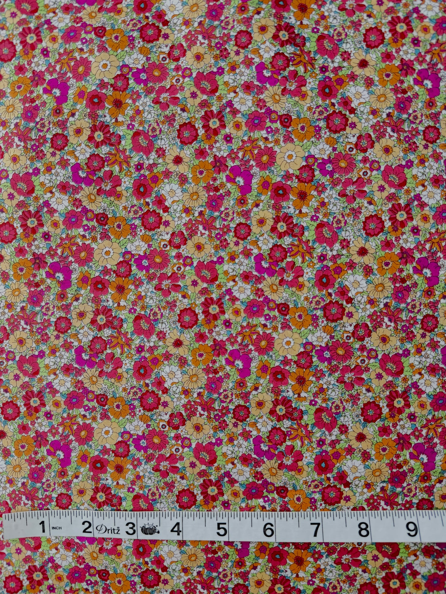 Kokka Cotton Lawn, Dense Floral - Bright Pink