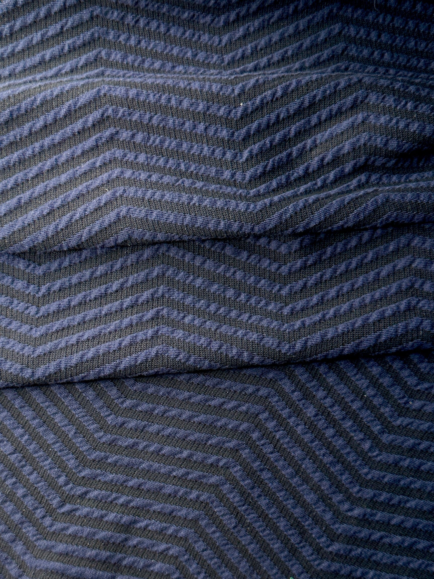 Designer Deadstock, Viscose Jacquard Knit, Chevron, Navy/Black