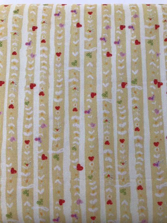 Cotton Sheeting, Hearts Stripe Medium Citron