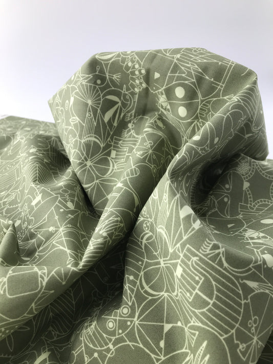 Birch Fabrics, Charley Harper - End Papers, Jade