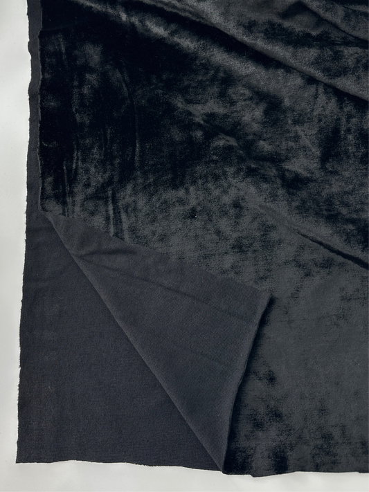Polyester/Spandex Knit, Crushed Velvet, Black