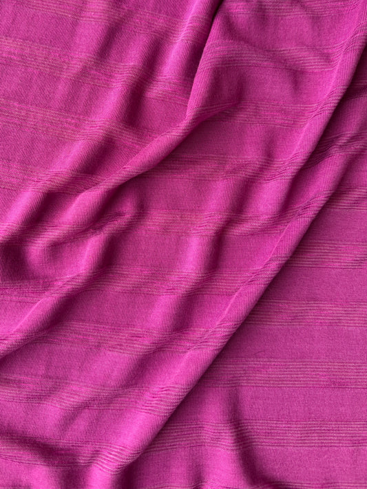 Rayon/Spandex Single Jersey Burnout Stripe - Raspberry Rose, 200gsm