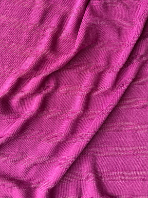 Rayon/Spandex Single Jersey Burnout Stripe - Raspberry Rose, 200gsm