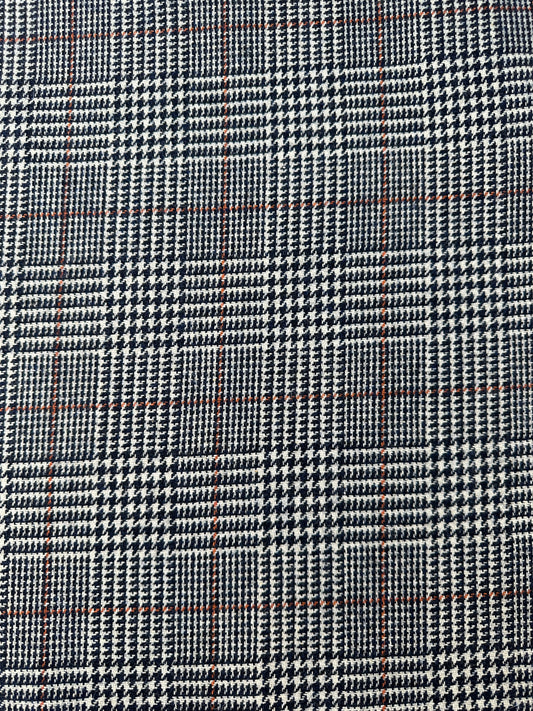 Italian Wool, Prince of Wales Check – Medium Gray/Teal