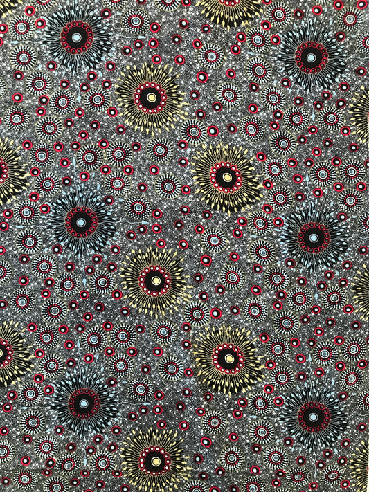 Rayon, Aboriginal Print, Onion Dreaming 2, Black