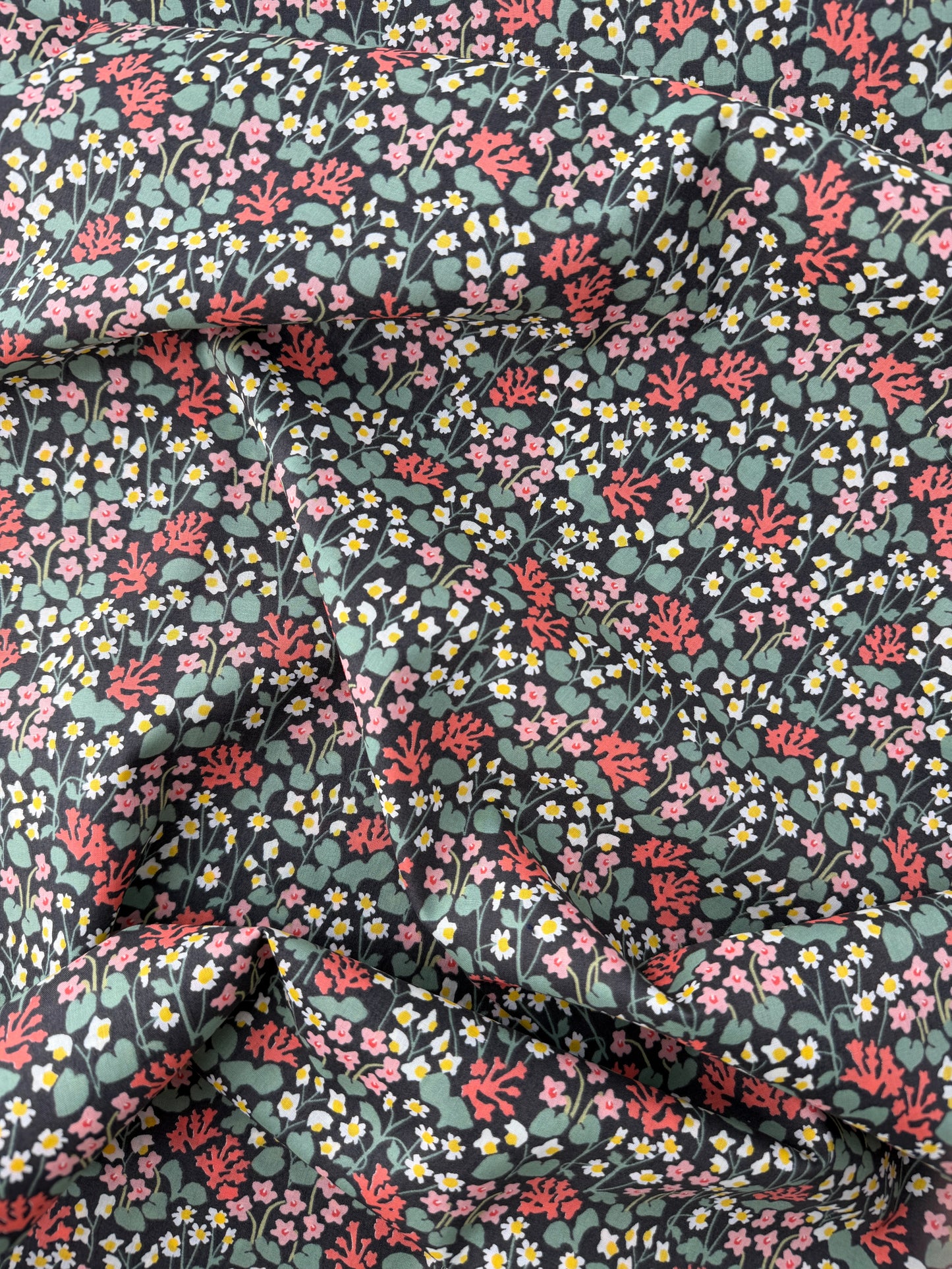 Kokka Cotton Lawn, Muddy Works, Garden - Black