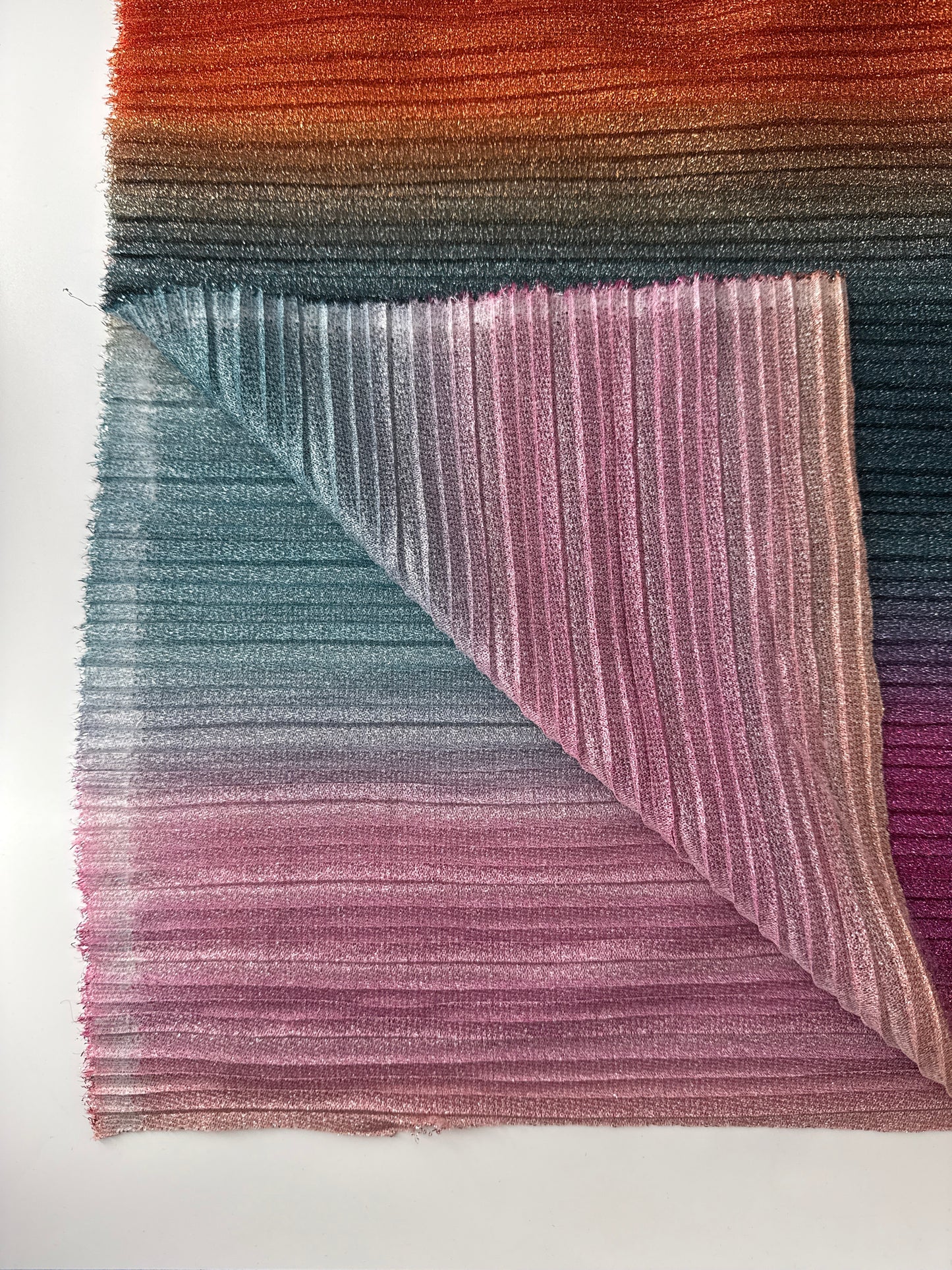 Polyester/Metallic Pleated Knit Ombre