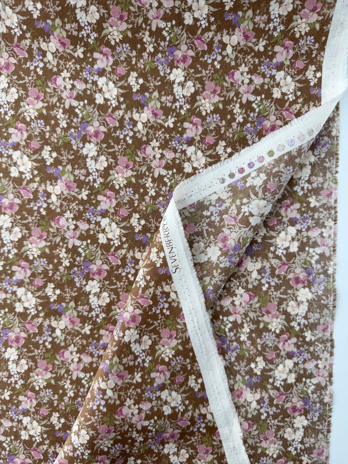 Sevenberry Cotton Lawn, Nostalgic Floral - Cocoa