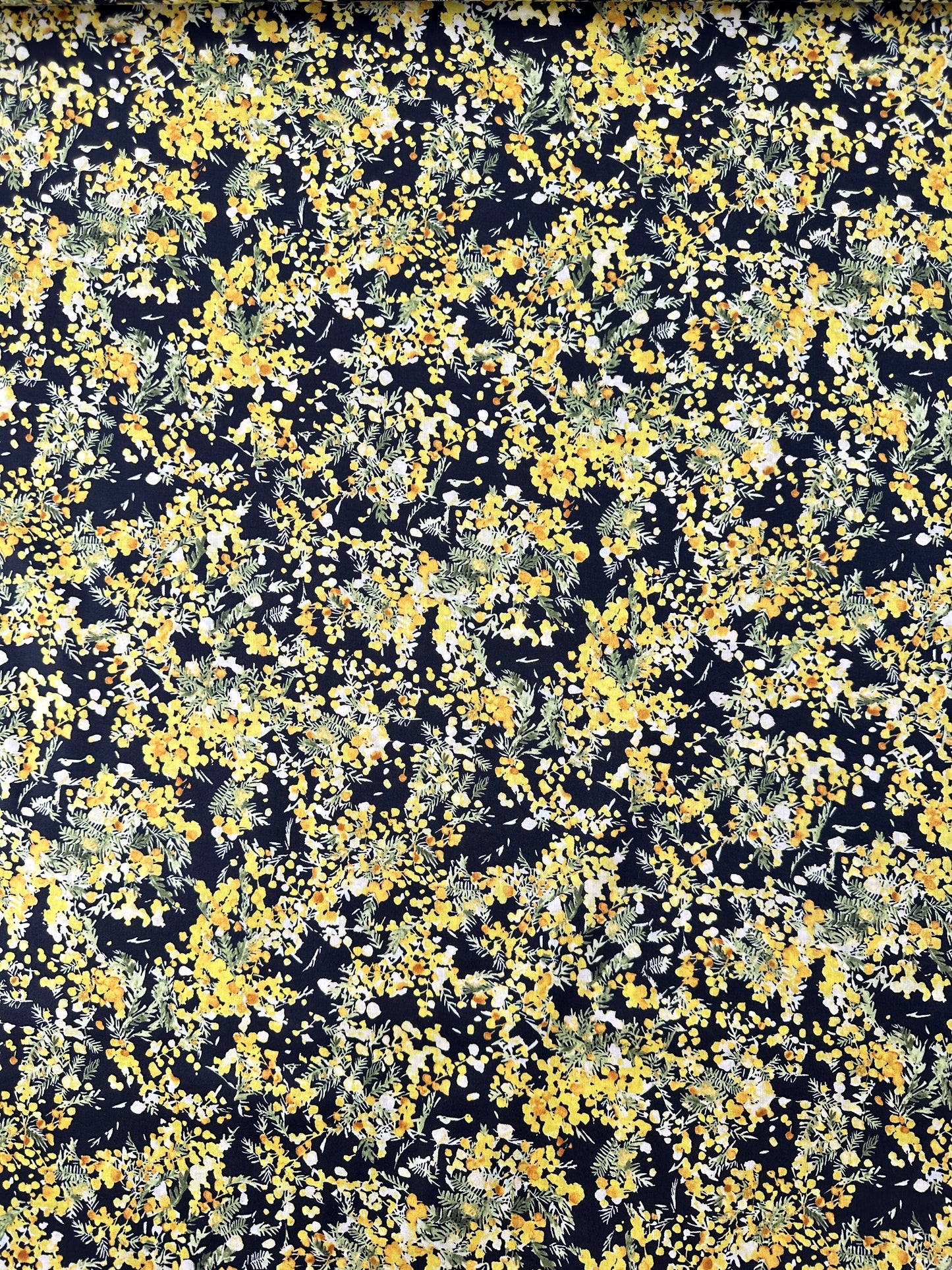 Japanese Cotton Lawn, Flownny, Black & Yellow Floral
