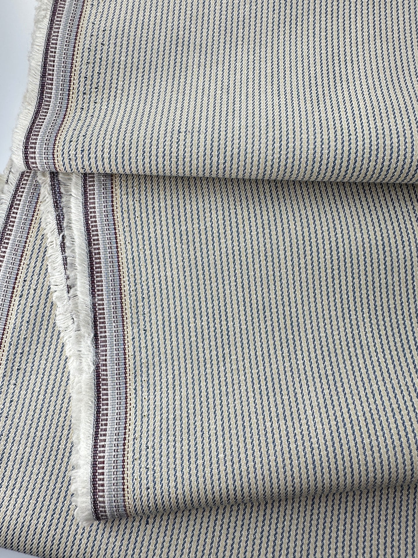 Cotton Mini Railroad Stripe, Beige/Indigo Blue, 4.7 oz