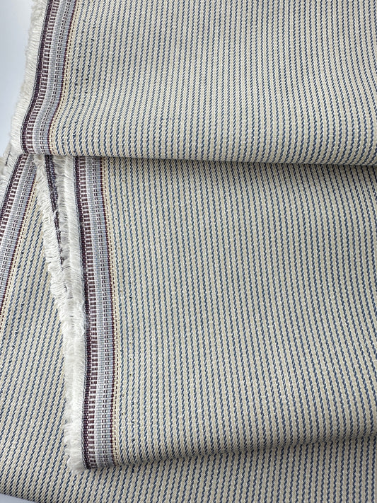 Cotton Mini Railroad Stripe, Beige/Indigo Blue, 4.7 oz