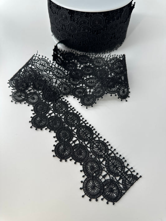 Circle Patterned Lace, Black