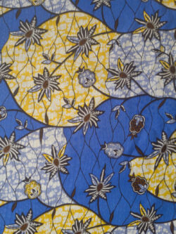 Designer Deadstock, Silk Jacquard, Blue/Gold Print