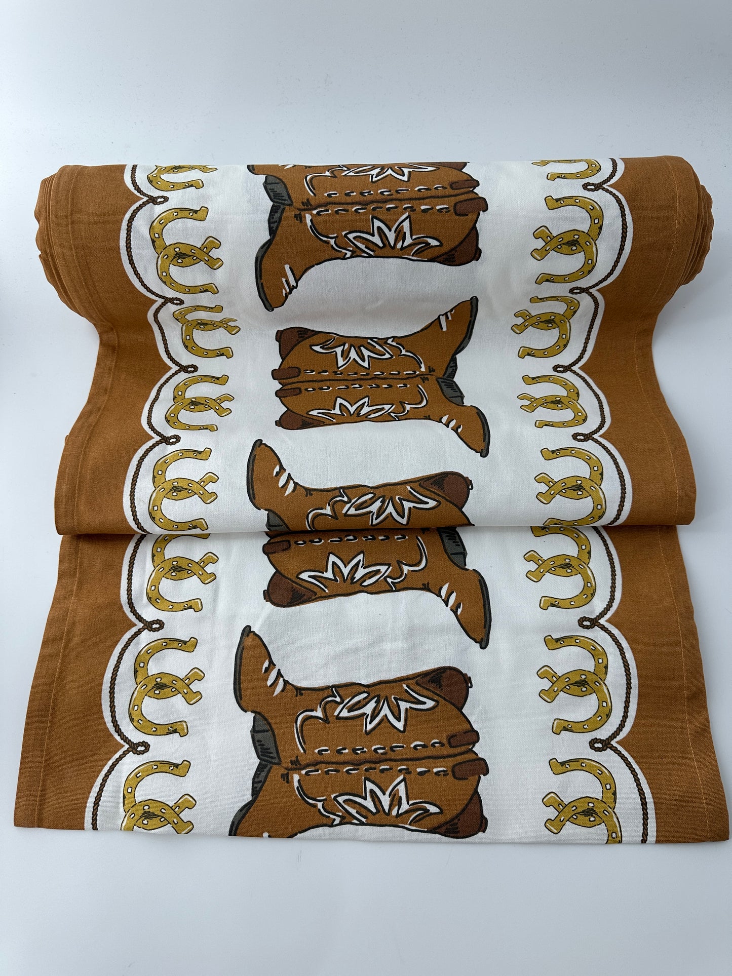 Cotton Toweling, Retro Cowboy Print, 16" wide