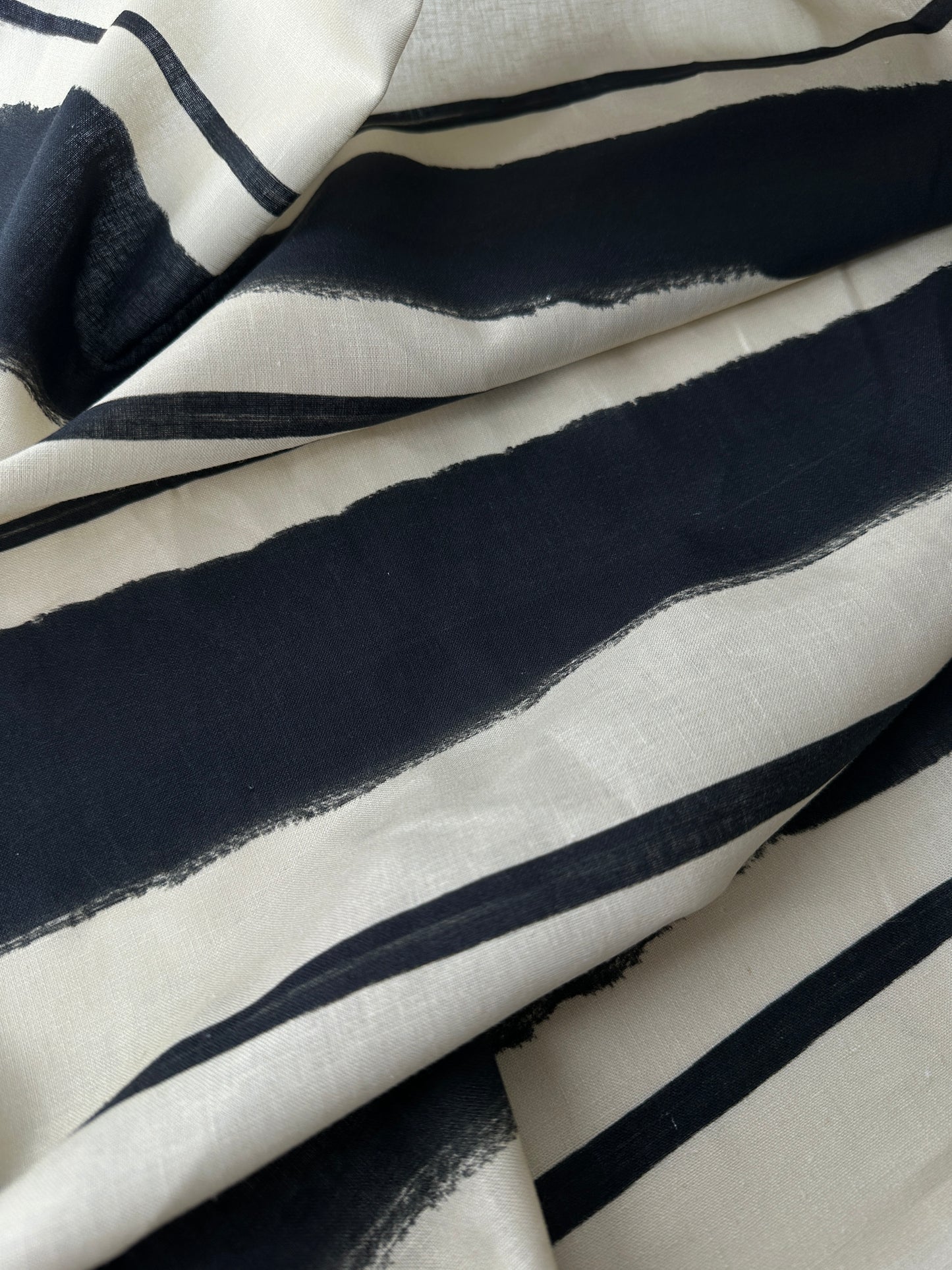 Cotton/Linen Blend, Horizontal Irregular Stripe