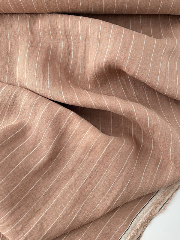 Linen Sheeting, Pin Stripe, Rose Gold
